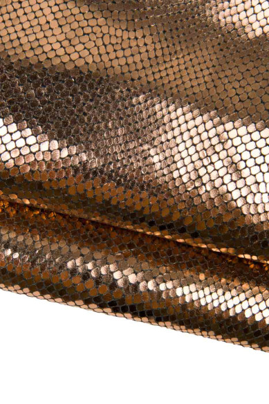 Assortimento pellami ROSA, 4 pelli di capra metallizzate  con stampe varie, materiali pregiati per il fa i da te.