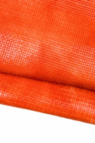 BUNDLE of 3 ORANGE,soft goatskins, assortment of metallic textured matching leather skins for crafters