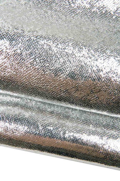 BUNDLE of 3 SILVER soft goatskins, assortment of metallic textured CRACKLE and PYTHON matching leather skins for crafters