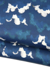 BLUE printed leather hide,...
