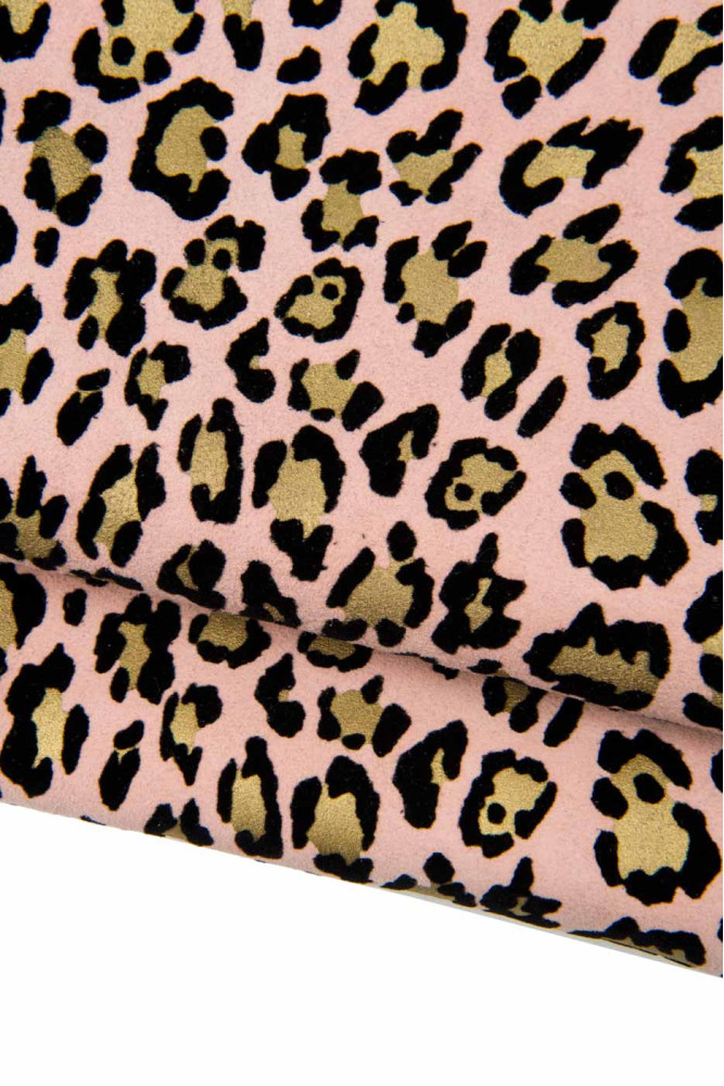 Pelle LEOPARDATA scamosciata rosa oro...