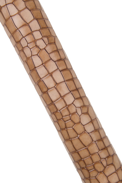 Pelle COCCODRILLO beige - rosa, vitello STAMPATO alligatore, pellame lucido, 0.8 - 1.0 mm, tempra standard