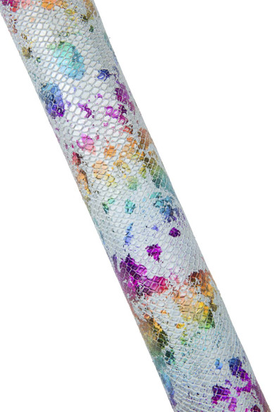 Pelle PITONE disegno schizzo MULTICOLOR, capra laminata argento stampa rettile, pellame di lusso morbido metallizzato