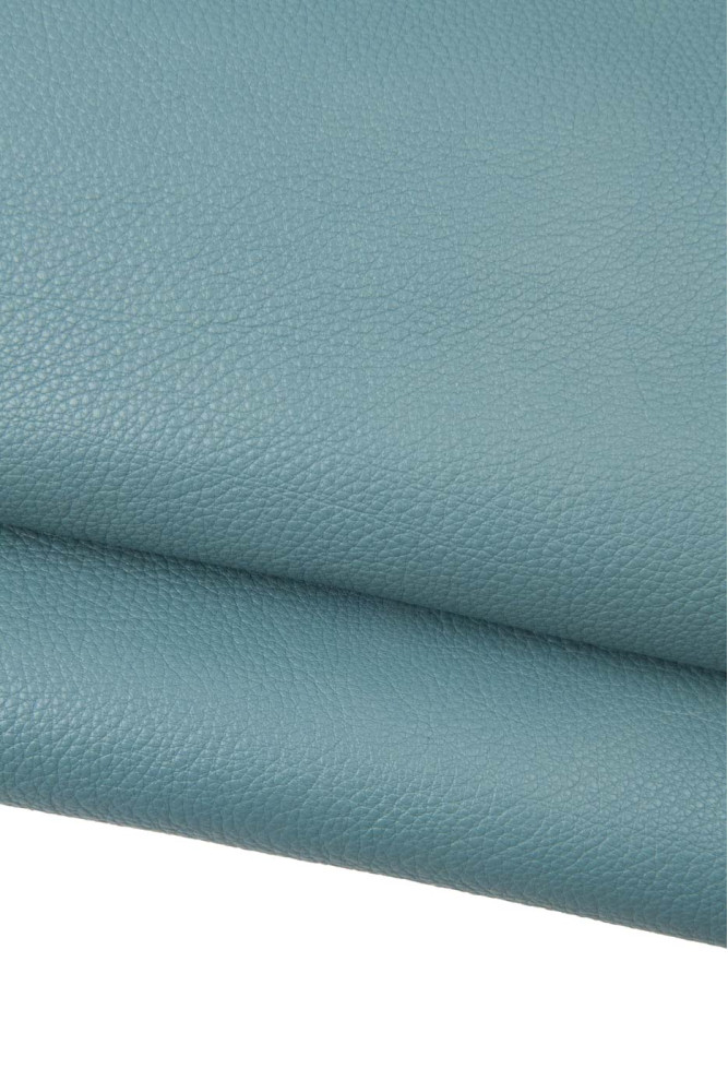 Grey blue GRAINY leather hide, GLOSSY...