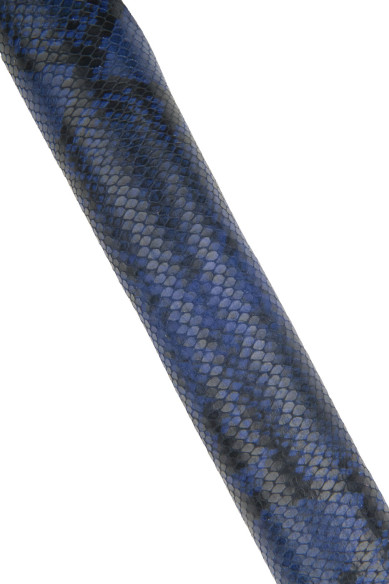 Blue - black PYTHON textured leather hide, soft semi glossy REPTILE printed cowhide, top quality snake calfskin