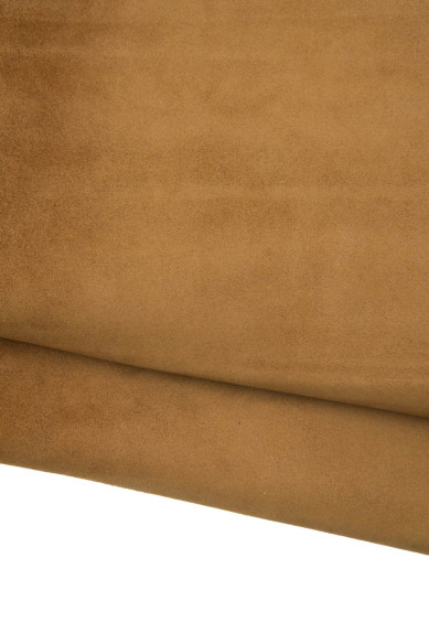 Tan TOP quality SUEDE leather hide, tan soft suede calfskin, good writing effect, 0.6 - 0.8 mm, for DIY projects