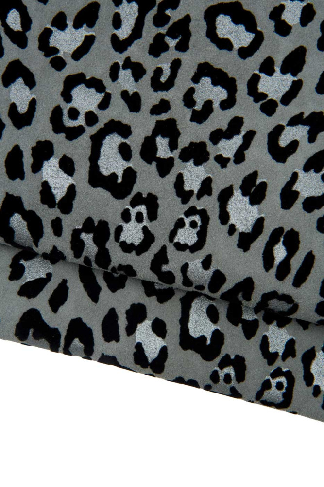Pelle LEOPARDATA scamosciata grigio...