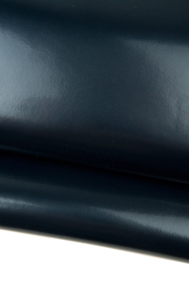 Dark blue BRUSH OFF leather hide, glossy cowhide, smooth stiff calfskin 1.4 - 1.6 mm, ideal for crafting