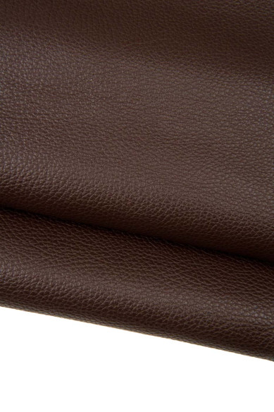 Pellame marrone con grana stampa DOLLARO, vitello testa di moro, pelle stampata morbida 1.3 - 1.5 mm per artigiani