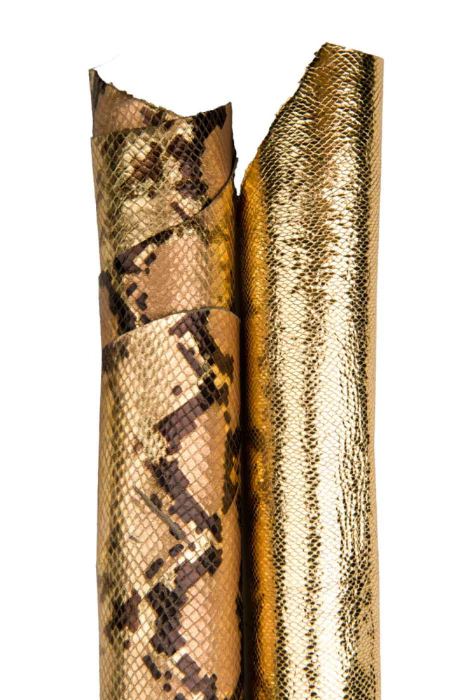 Set di 2 pelli oro stampa PITONE,...