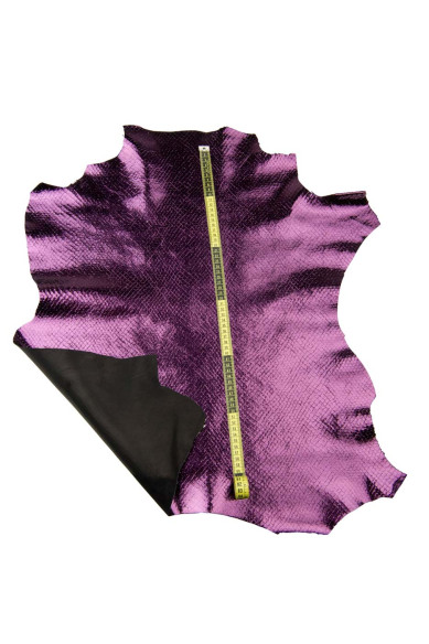 Pelle PITONE laminato viola, capra METALLIZZATA stampa rettile, pellame di lusso morbido per il fai da te