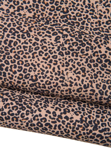 Lotto di 3 pelli beige abbinate come da foto: pellame lucido stampa CRACKLE + capra scamosciata stampa LEOPARDO