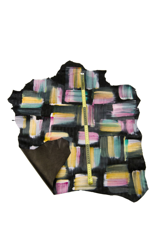 Pelle a SCACCHI multicolor, capra...