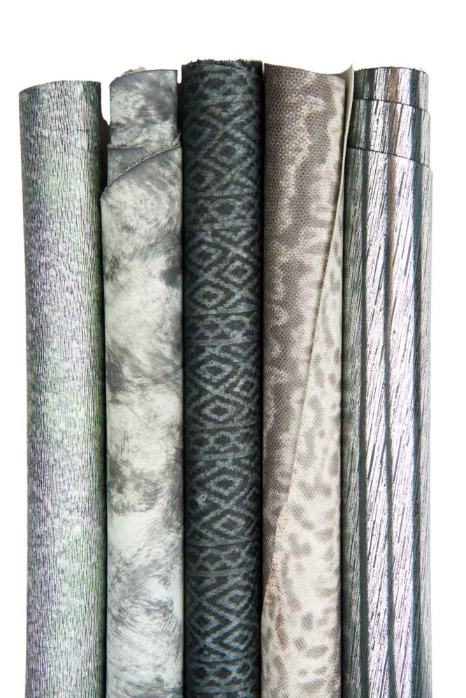 Lotto di 5 pelli grigio acciaio,...