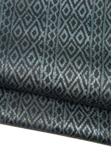 Lotto di 5 pelli grigio acciaio, assortimento di pellami di vitello morbidi metallizzati come da foto, per artigianato