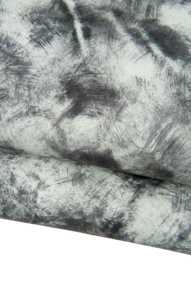 Lotto di 5 pelli grigio acciaio, assortimento di pellami di vitello morbidi metallizzati come da foto, per artigianato