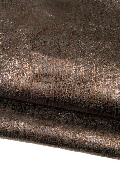 Lotto di 5 pellami oro nero, capre laminate e stampate, morbide e luminose, abbinate come da foto, qualità TOP