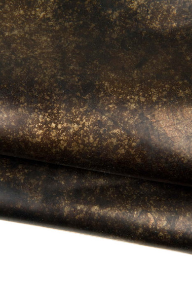 Lotto di 5 pellami oro nero, capre laminate e stampate, morbide e luminose, abbinate come da foto, qualità TOP