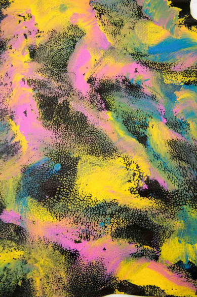 Multicolor HANDPAINTED leather skin, ABSTRACT print, PEBBLE grain goatskin, soft, unique hide for hobbyists