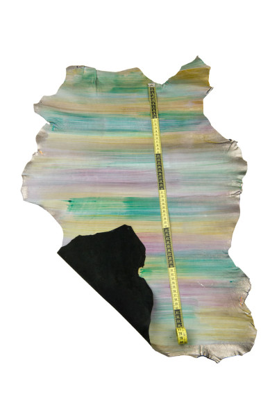 Multicolor STRIPED HANDPAINTED leather skin, soft goatskin, unique hide for hobbyists