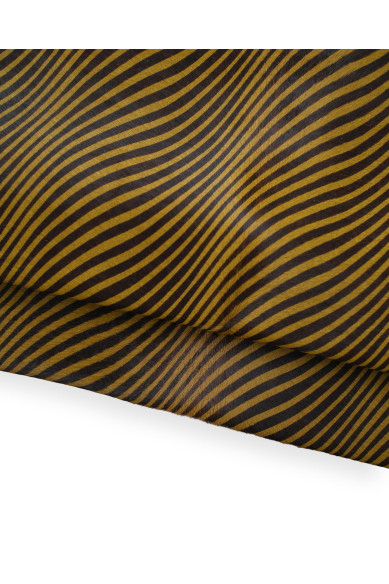 Pelle di cavallino stampa ZEBRA, pellame pony animalier giallo - marrone, vitello di lusso per artigiani