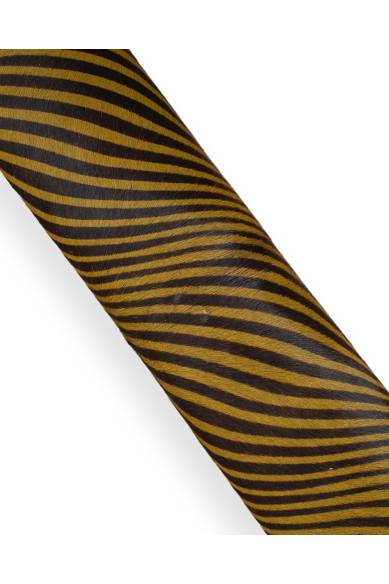 Pelle di cavallino stampa ZEBRA, pellame pony animalier giallo - marrone, vitello di lusso per artigiani