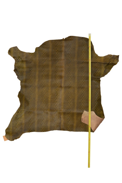 Pelle di cavallino stampa ZEBRA, pellame pony animalier giallo - marrone, vitello di lusso per artigiani