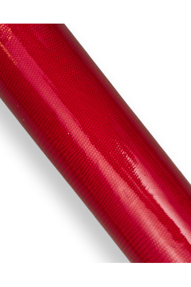 Lotto di 4 pelli  rosse, pellami di capra e agnello laminati, IRIDESCENTI, stampa PITONE  e LUCERTOLA