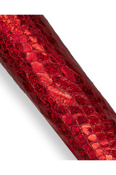 Bundle of 4 matching skins, red tone, metallic goatskin and sheepskin, HOLOGRAPHIC, PYTHON and LIZARD print