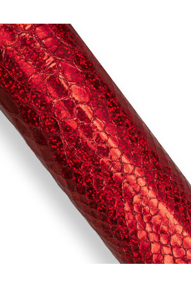 Bundle of 4 matching skins, red tone, metallic goatskin and sheepskin, HOLOGRAPHIC, PYTHON and LIZARD print