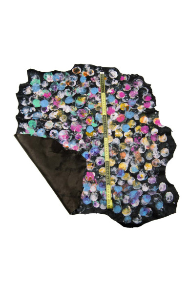 Pelle multicolor DIPINTA A MANO, capra stampa astratta, pellame morbida, vivace per fai da te