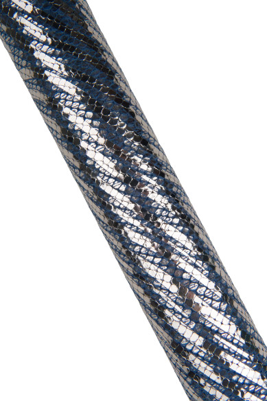 ZEBRA textured leather skin, blue steelmetal animal printed on python cowhide, soft METALLIC hide for hobbyists