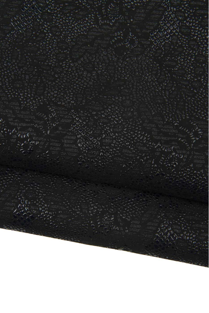 Black FLORAL textured leather skin,...