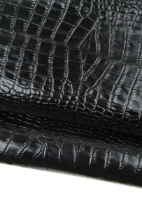 Black CROCODILE embossed...