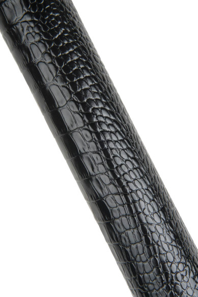 Black CROCODILE embossed leather hide, ALLIGATOR print on cowhide, glossy calfskin for crafting, 0.9 - 1.1 mm