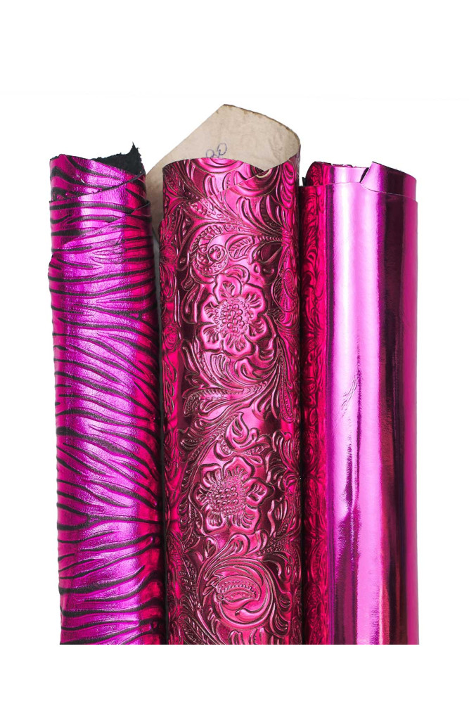 Set di 3 pelli fuxia laminate, pack...