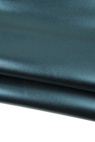 Petroleum METALLIC leather skin, soft SPARKLE goatskin, green bright hide 0.7 - 0.9 mm for hobbyists