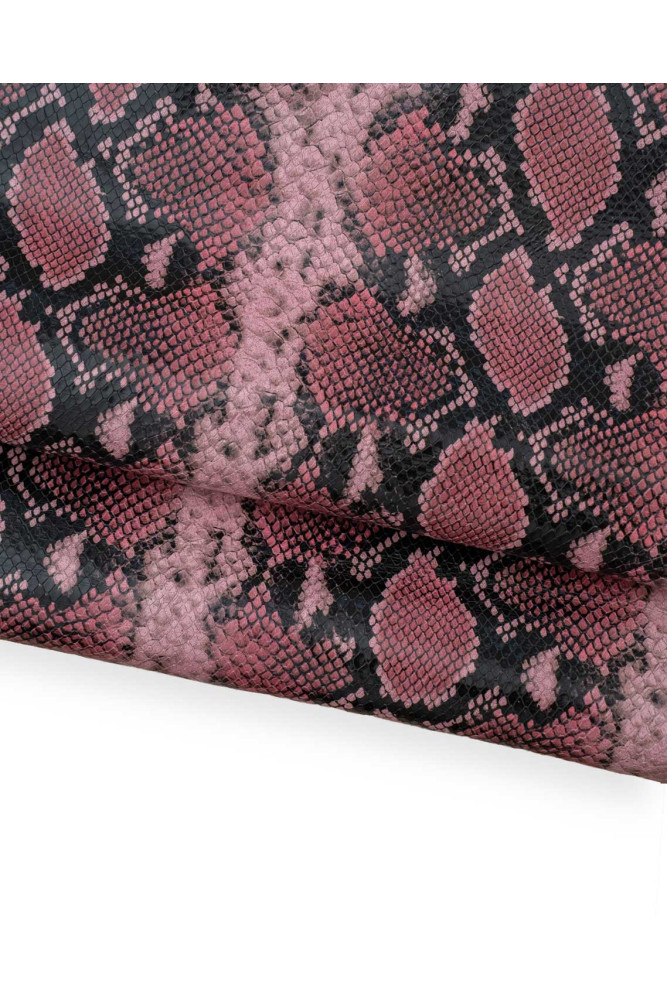Pink REPTILE printed leather hide,...
