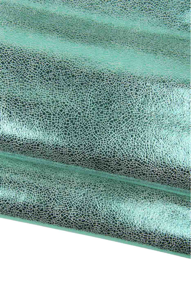 Turquoise METALLIC leather skin,...