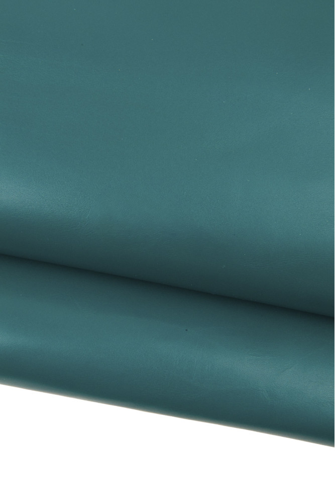 Green SMOOTH leather hide, semi...