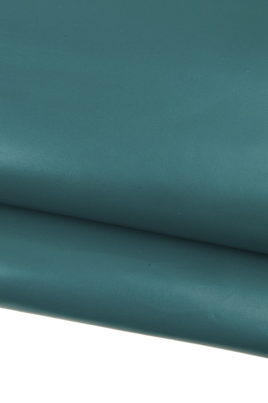 Green SMOOTH leather hide, semi glossy calfskin, solid color genuine cowhide, standard temper, 1.1 - 1.2 mm for diy projects