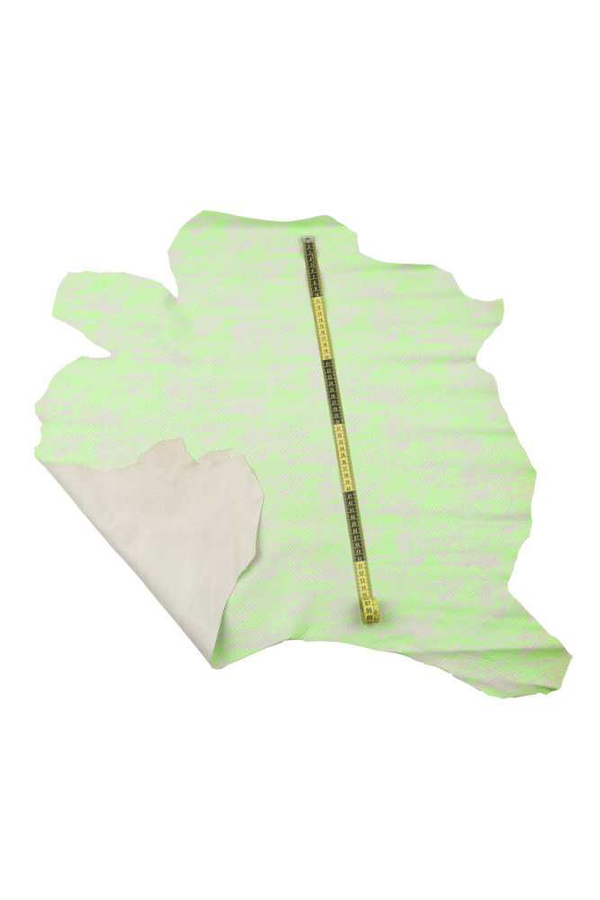 Fuo - NEON green REPTILE leather...