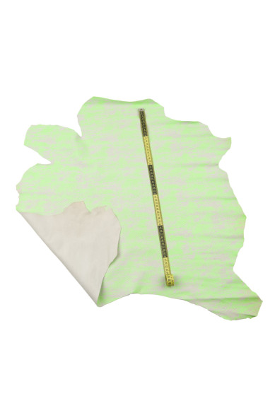 Fuo - NEON green REPTILE leather skin, super soft textured cowhide, python snake printed calfskin for diy projects