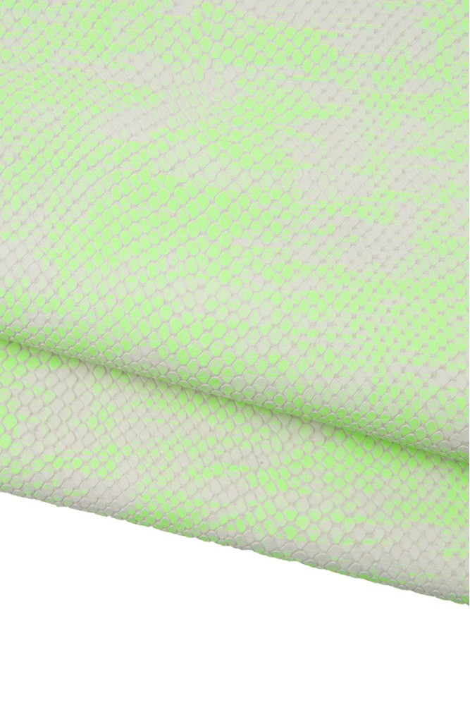 Fuo - NEON green REPTILE leather...