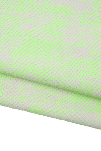 Fuo - NEON green REPTILE leather skin, super soft textured cowhide, python snake printed calfskin for diy projects