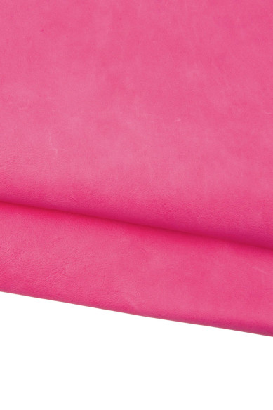 Pink genuine VINTAGE leather skin, VEGETABLE tanned soft goatskin, sporty leather for diy projects, 1.0 - 1.2 mm