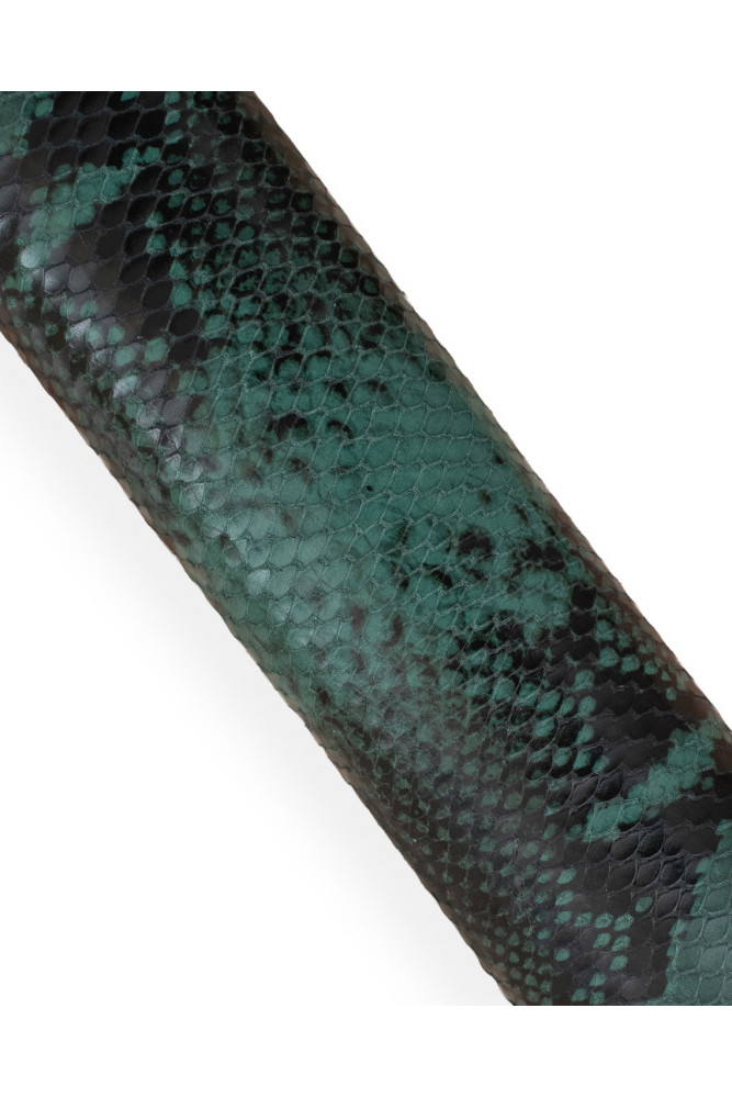 Green black PYTHON printed leather...