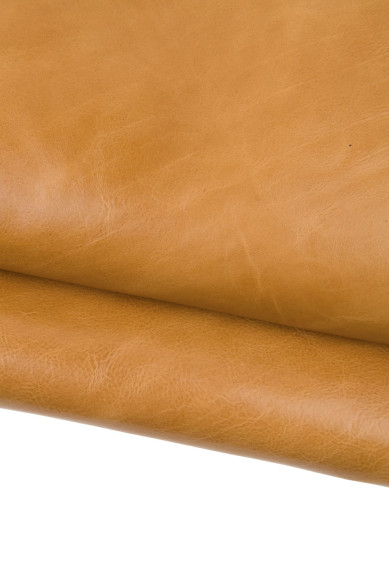 Pelle CUOIO liscia, pellame classico LUCIDO, vitellino marrone tinta unita, per fai da te