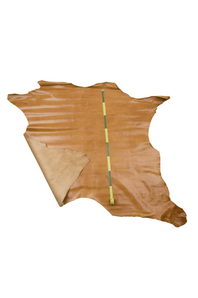 Pelle CUOIO liscia, pellame classico LUCIDO, vitellino marrone tinta unita, per fai da te