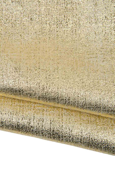 GOLD leather skin, metallic printed soft goatskin, CRACKLE textured bright hide for diy creations